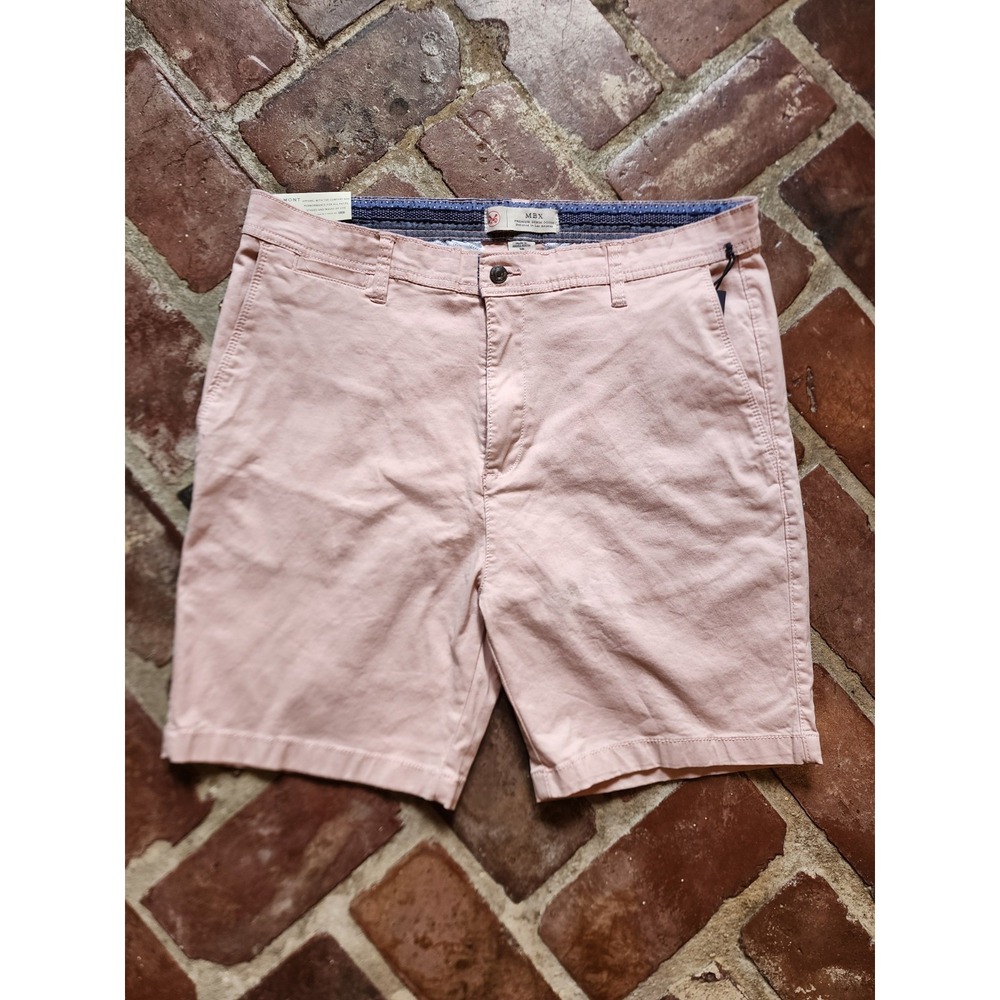 MBX Premium Denim Goods-NWT-Men's Peach Belmont Trouser Stretch Shorts-Size 36 - Picture 2 of 9